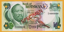 Botswana 10 Pula 1976 SPECIMEN Pick-4s2 Prefix D/4 UNC