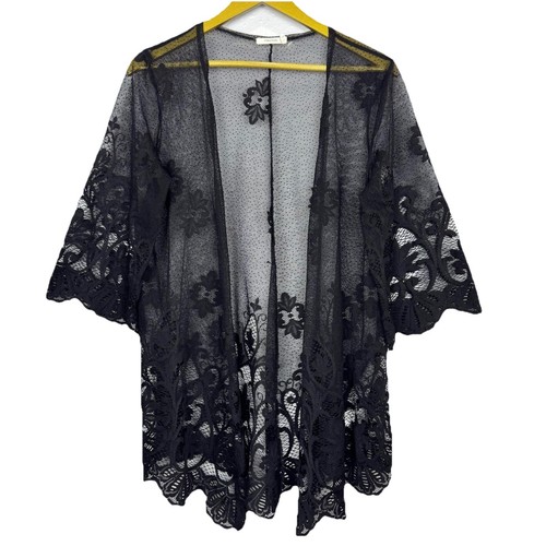Maurices Floral Lace Kimono Coverup Robe Size L Sheer Whimsigoth Grunge Festival
