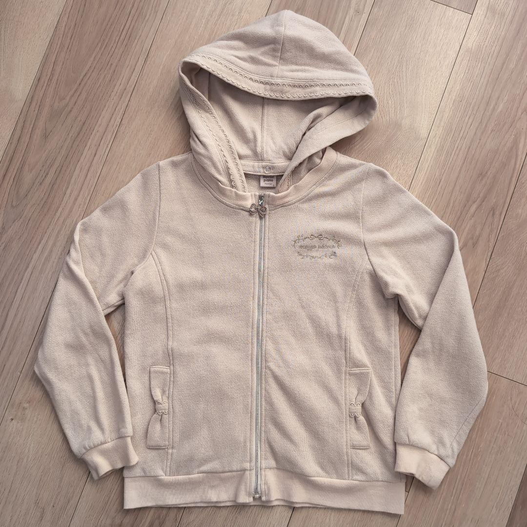 mezzo piano junior 2WAY hoodie soft pink beige 140cm detachable hood pockets