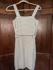 Banana Republic Women's Striped Sheath Lined Dress Size 2 Knee Length CREAM EUC