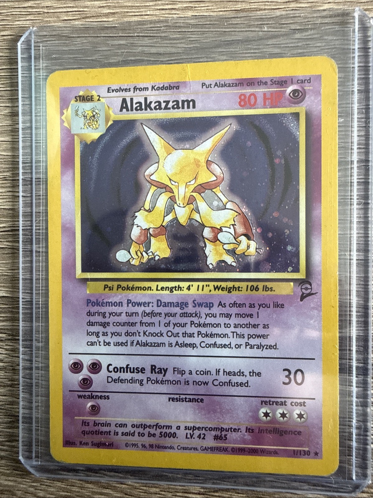 Pokemon TCG Alakazam Holo Rare Base Set 2 001/130 Holo