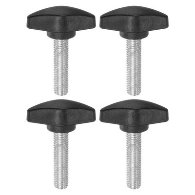 4pcs M8 x 30mm Male Thread Tee Wing Knobs Thumb Screw Clamping Knobs Grip Black
