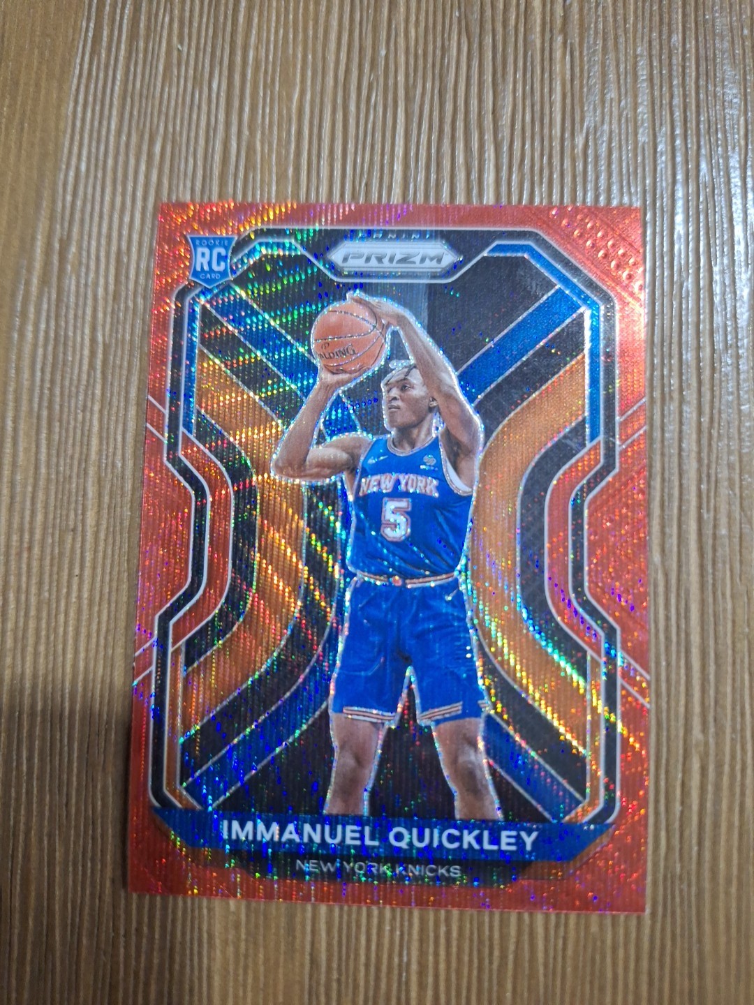2020-21 Prizm Immanuel Quickley Red Wave Prizm RC card # 296 - NY Knicks Rookie