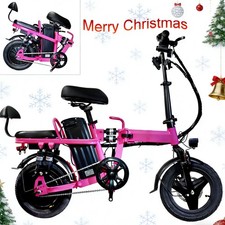 Foldable Electric Bike 750W Peak 14" 48V 20Ah 2 Seater Commuter Ebike 50Miles