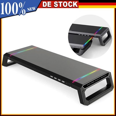 Ergonomischer Monitor Stand Riser RGB Licht 4 USB Anschlüsse Handyhalterung PC