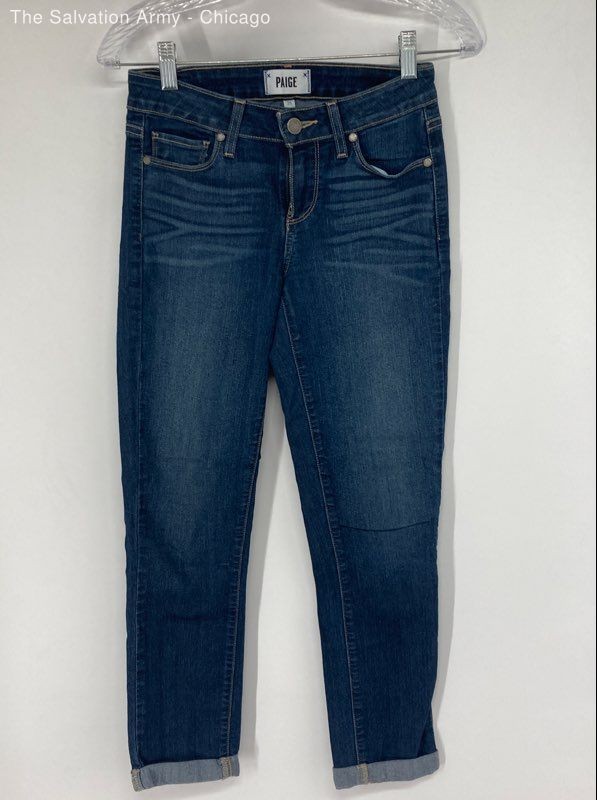 Paige Womens Blue Denim 5-Pockets Design Casual Straight Jeans Size 25