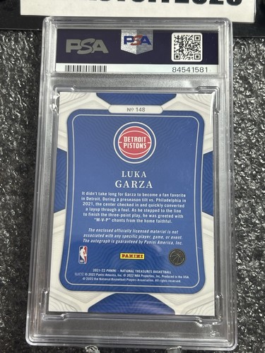 2021-22 National Treasures Luka Garza Rookie Patch Auto SSP #148 PSA 9 75th /75 - Picture 4 of 4