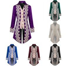 Mens Vintage Gothic Steampunk Tailcoat Renaissance Victorian Frock Coat