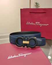 Autentica Cintura Ferragamo Blu-Nera Reversibile Nuova Con Etichetta