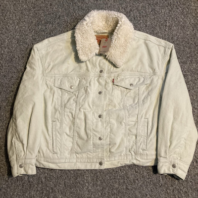 Levi s Baby Cropped Cord Trucker Jacke Neuwertig Baumwolle Fleece Kragen Damen XXL