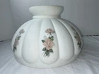 Vintage 10" Fitter Pink Roses Floral MELON Style Plain Top MILK Glass LAMP SHADE