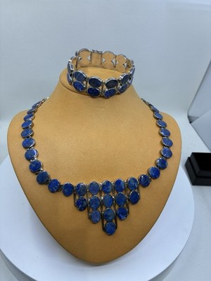 950 STERLING SILVER Lapis Lazuli Artisan Made Necklace/Collar & Bracelet