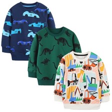 GFQLONG 2 Pack Toddler Boys Long Sleeve Pullover Crewneck Tops Shirts, Cotton