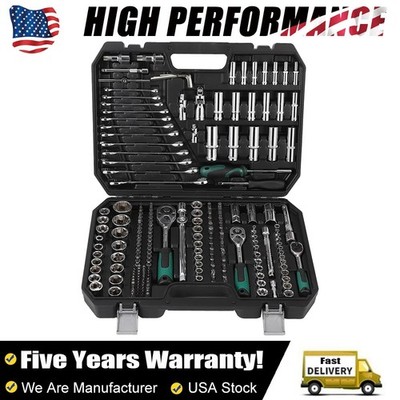 216Pcs Mechanics Tool Set 1/4'' 3/8'' 1/2'' Socket Wrench Set Repair Tool Kits NEW