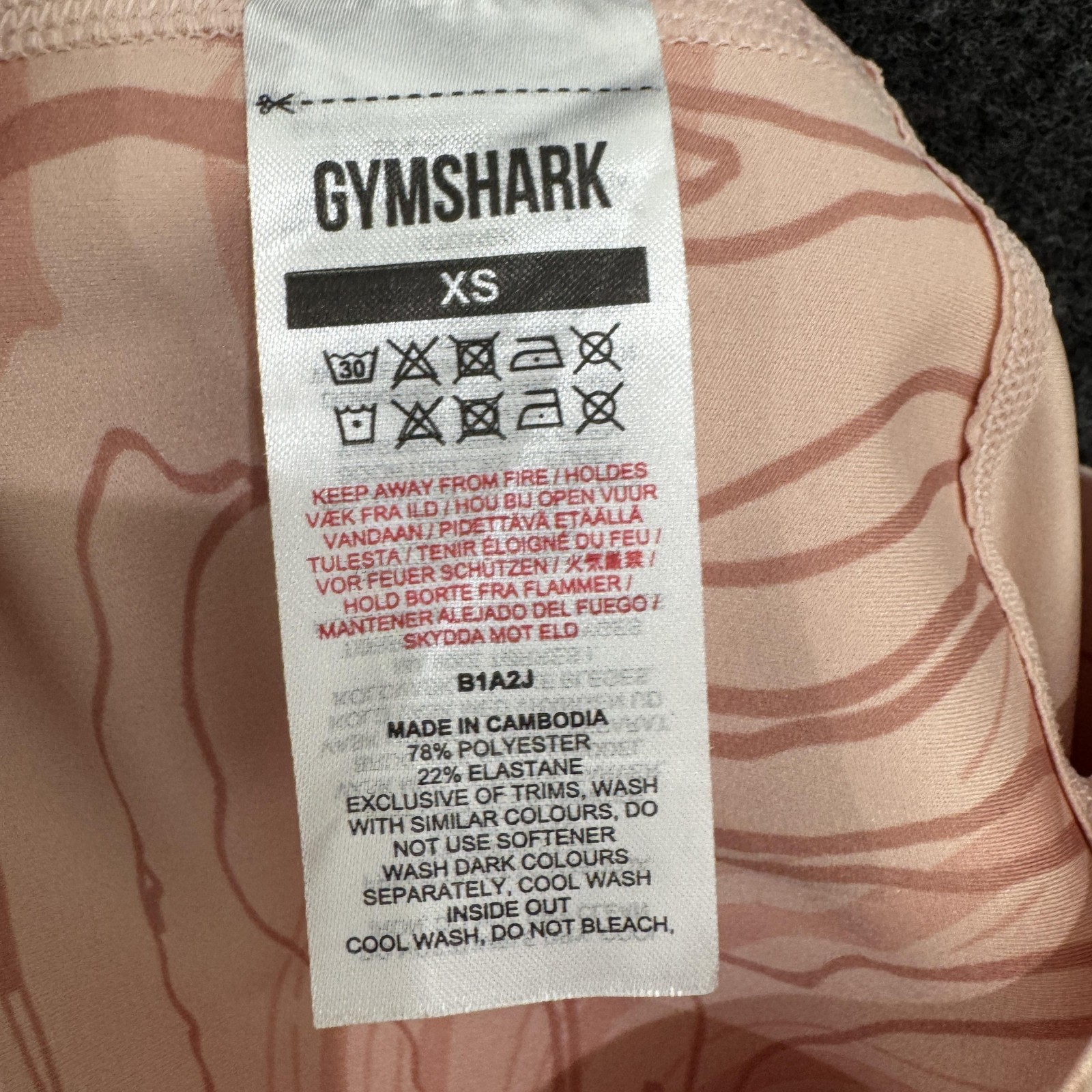 Gymshark Set Women's Small XS Pink Marble Cropped Hoodie Leggings Workout