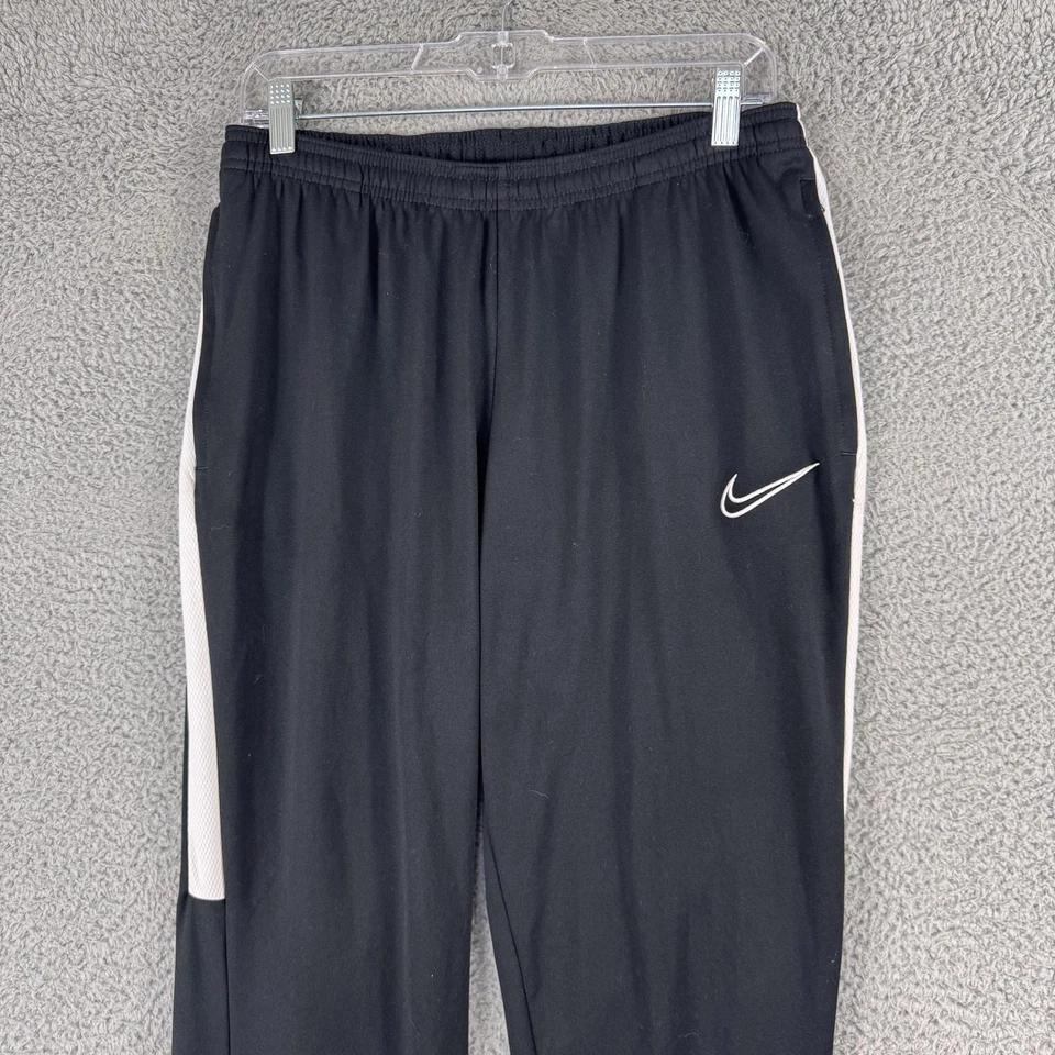 Nike Dri-FIT Track Pants Mens Medium Black White Athletic Joggers Zip Pockets - Image 3 of 4