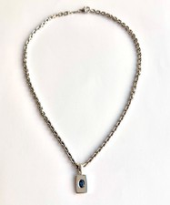 Robin Rotenier Sterling Silver Necklace with 6 x 4 mm Genuine Oval Blue Sapphire