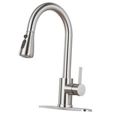 Brushed Nickel Classic Kitchen Faucet with Pull Down Sprayer