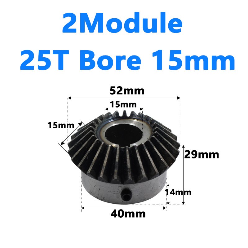 Bevel Gear 2 2.5 3 4 Module Ratio 1:1 Teeth 20 25 30 Bore Diameter 12mm ...