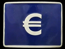 IK17150 *NOS* VERY COOL 1990s **EURO CURRENCY SYMBOL** PEWTER BELT BUCKLE