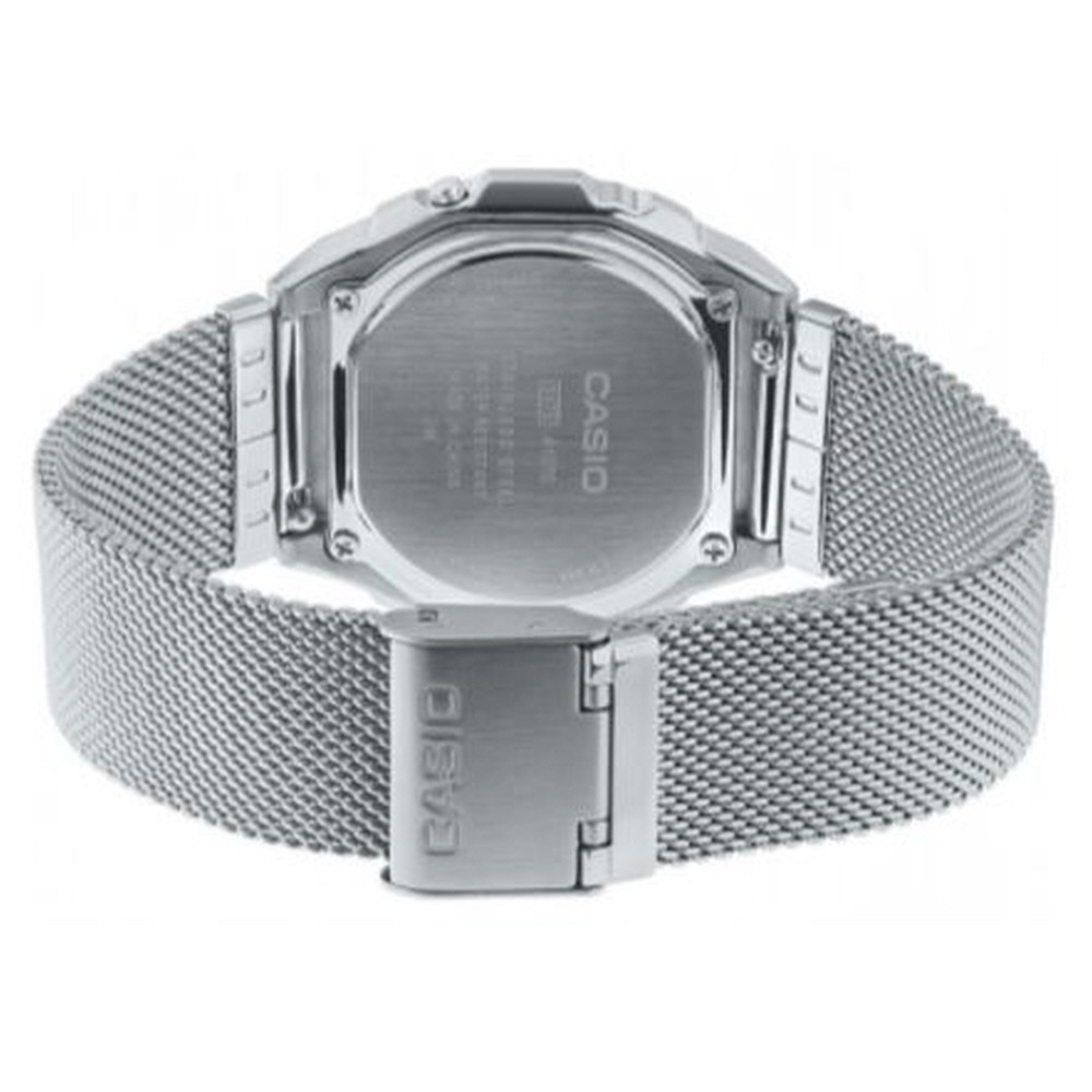 Casio A1000M-1B Premium Vintage Digital Watch Silver Mesh Band