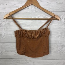 Urban Outfitters Women's Corduroy Spaghetti Strap Crop Top Smocked Back Small