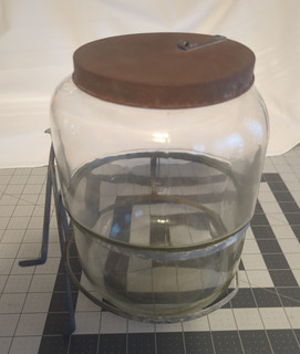 Vintage Hoosier Cabinet Sugar/Flour Dispenser Jar w/Bracket & Lid