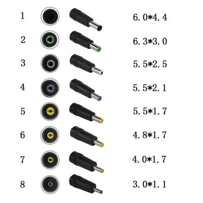 USB C auf DC PD Adapterkabel 100W mit 10 Spitzen und LED Spannungsanzeige
