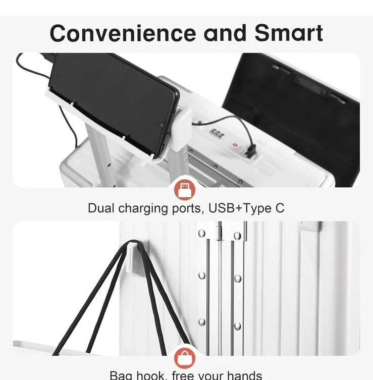 20” Carry-on Zipperless Luggage, TSA Approved Aluminum, Front Pocket VenderVault - Image 4 of 4