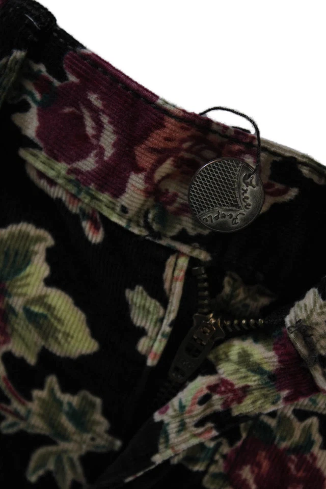 Pantalones ajustados de pana con estampado floral Free People para mujer negros multicolores talla 2 Foto 4 de 4