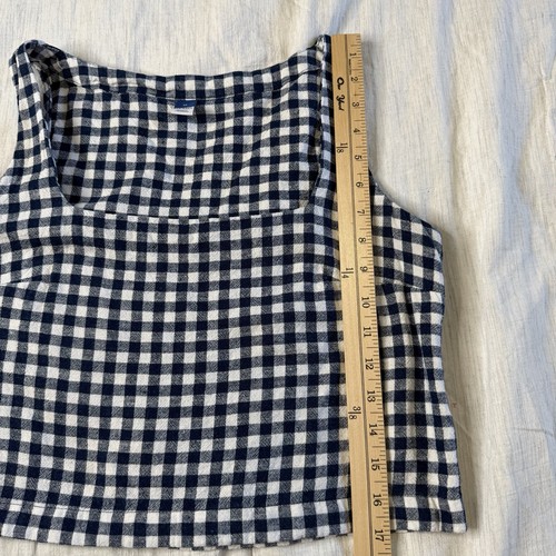 Old Navy taglia M Gingham plaid misto lino senza maniche crop top preppy cottagecore - Foto 10 di 12