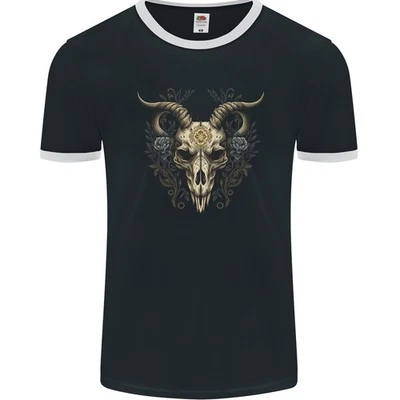 Ein Ram Schädel Gothic Goth Heavy Metal Rock Herren Ringer T-Shirt FotL - Bild 1 von 2