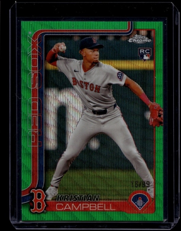 2025 Topps Chrome Baseball Kristian Campbell #171 RC Green Wave Refractor /99