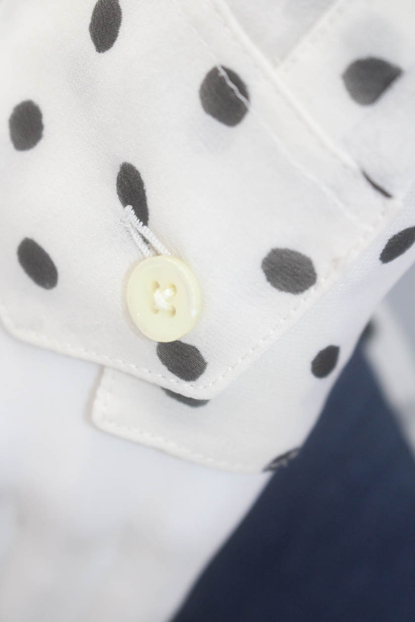 Camicia donna Saint Laurent a pois in seta con bottoni davanti bianca nera taglia FR 34