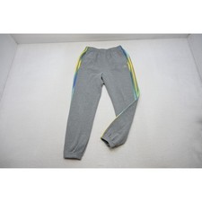 Adidas Joggers Kids XL 18/20 Gray Gradient 3-Stripe Fleece Sweatpants Excellent