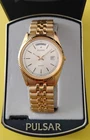 Seiko Pulsar President Day Date Gold Tone Men's Vintage Japan V544-8A00 In Box