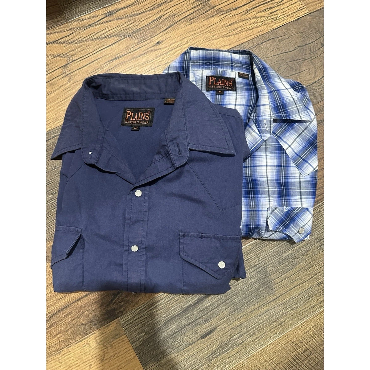 Chemise Western Plains Western Wear – Bleue, Boutons Pression, Manches Longues, L