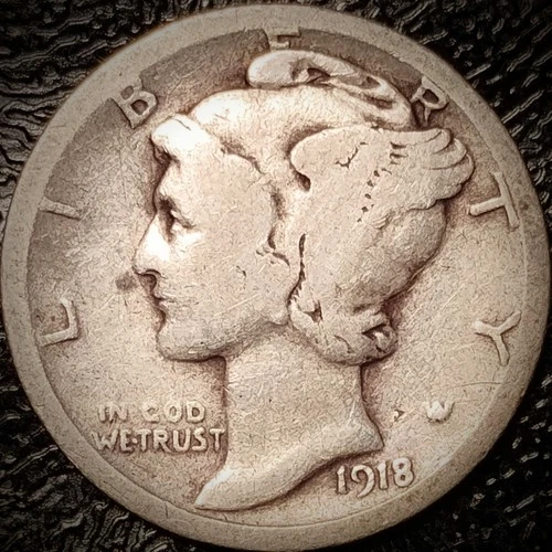 1918 Mercury Dime - Good - 90% Silver Winged Liberty 10C