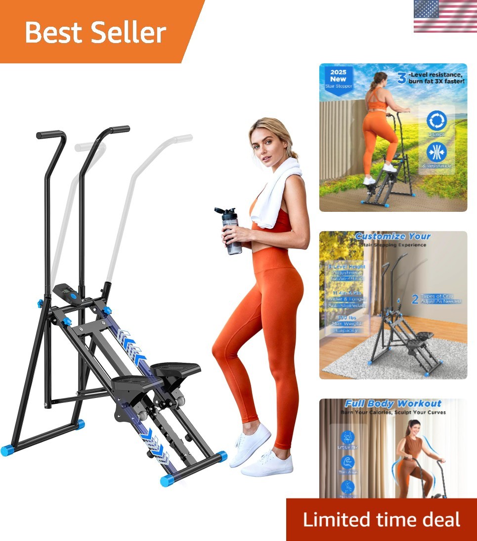 Foldable Vertical Climber Stair Stepper for Home Gym, 300LBS Capacity, Alloy ...