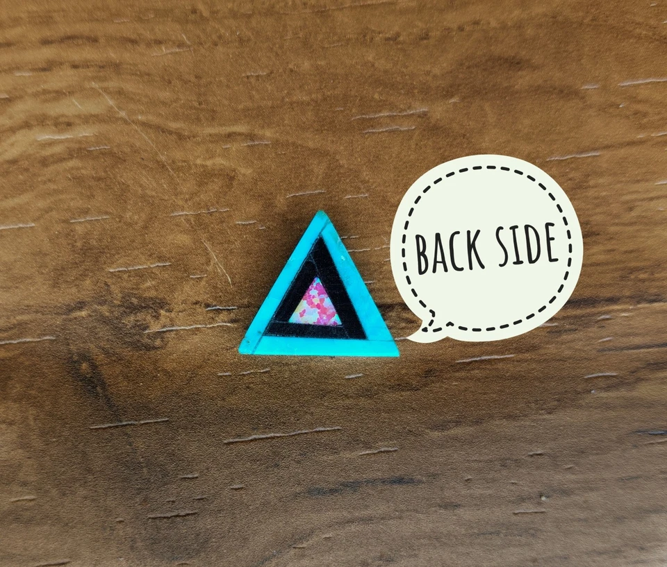 13mm Triangle Inlay Gemstone | Arizona Turquoise, Black Onyx & Ethiopian Opal - Image 3 of 4