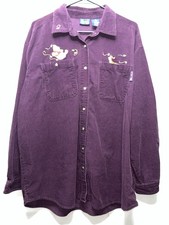 Disney Shirt XL Winnie the Pooh and Tigger Purple Button up Corduroy Vtg 90s