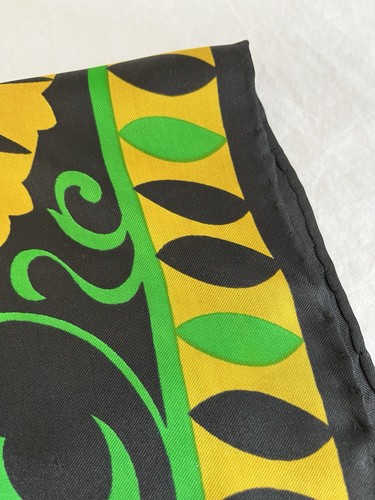 Vintage Silk Scarf with Bold Graphic Floral Design Oblong Shape Art Nouveau, $25 - Photo 8