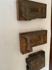 Vintage Letterpress Copper Printing Plates Set of 3 Wood Blocks