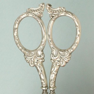 Ornate Antique Sterling Silver Embroidery Scissors American Circa 1890s