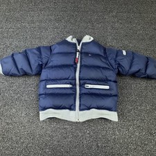 Tommy Hilfiger Jacket Toddler 2XS 2T Blue Puffer Full Zip Knit Trim Winter