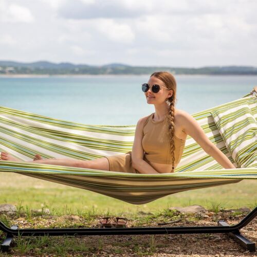 Freestanding Double Hammock with Stand - Perfect for Camping, Easy to Assemble - Picture 4 of 9