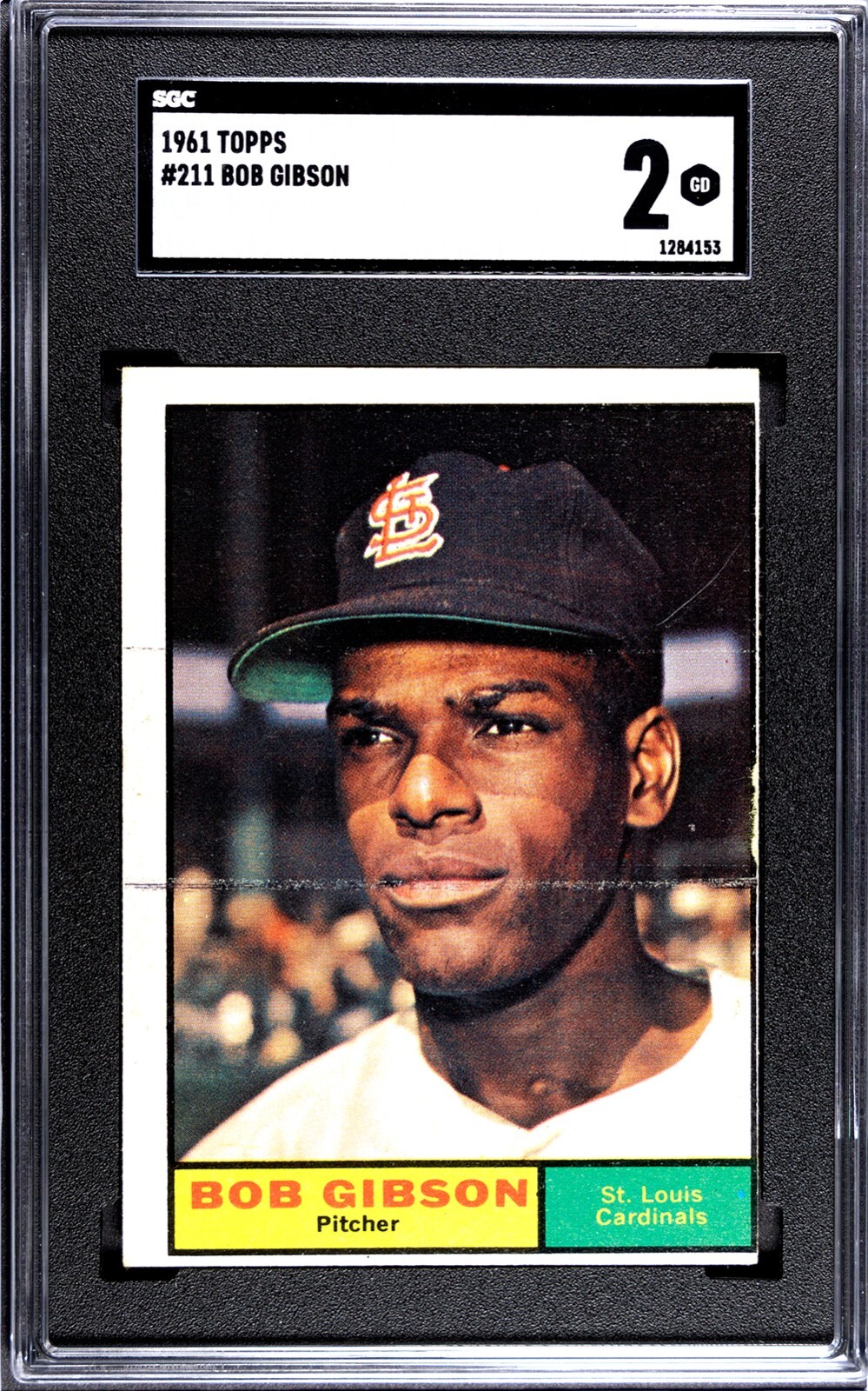 1961 Topps BOB GIBSON Cardinals #211 HOF SGC 2 Good Condition