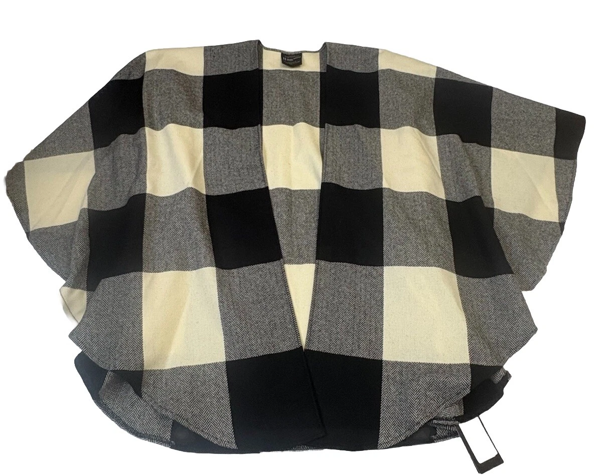Donegal Irish House Triona Wool Plaid Tweed Shawl Cape Poncho Women One Size NWT