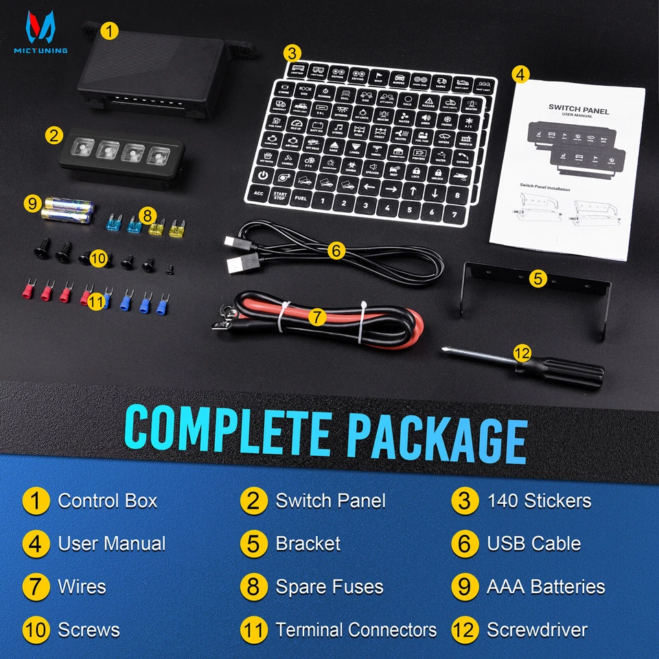 MICTUNING Wireless 4 Gang Switch Panel Circuit Control Relay Switch Box 12v 24v - Image 4 of 4