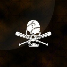 Baseball Philadelphia Phillies Skull Die Cut Vinyl Car Decal Sticker Van Laptop